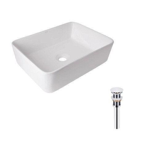 Комплект Qtap Tern: Раковина накладная прямоугольная 475х370х140 мм White + Донный клапан PU02