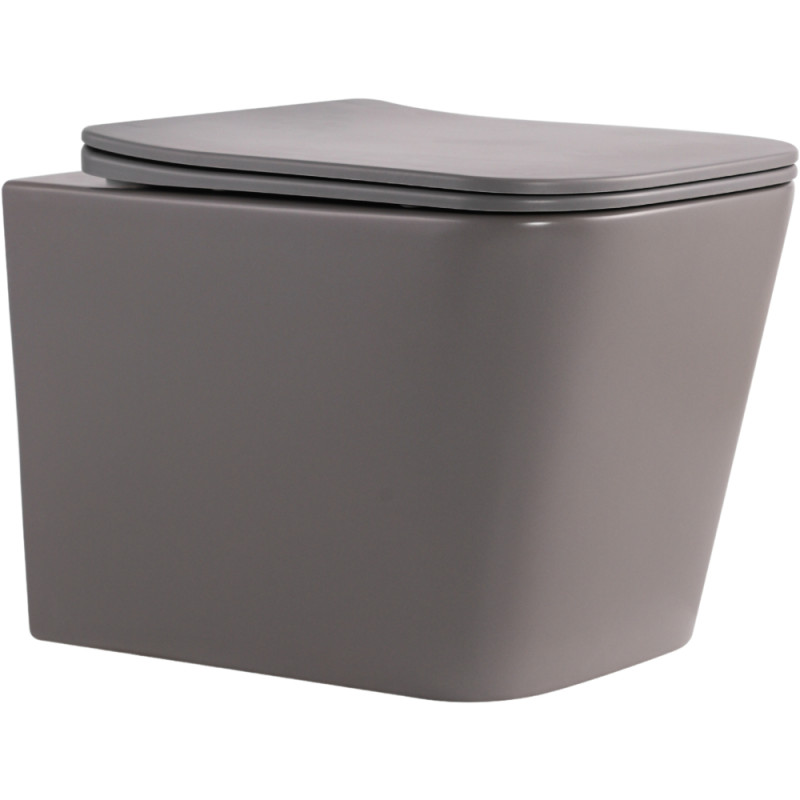 Унітаз підвісний Qtap Tern Ultra Quiet 520×345×325 мм, Stone grey, з сидінням Slim Duroplast / Soft-close / Quick Release QTTER26SG49000
