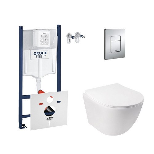 Набор инсталляция 4 в 1 Grohe Rapid SL 3884000G + унитаз с сиденьем Qtap Jay QT07335176W Набор инсталляция 4 в 1 Grohe Rapid SL 3884000G + унитаз с сиденьем Qtap Jay QT07335176W