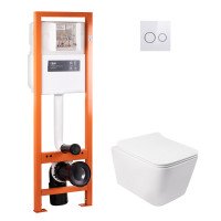 Набір Qtap інсталяція 4 в 1 з панеллю змиву Nest (QT0233M370 + QT0211P01V1176W) + унітаз з сидінням Crow QT05335170W