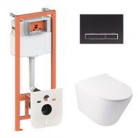 Готове рішення Qtap для ванної кімнати: підвісний унітаз Swan Ultra Quiet + комплект інсталяції Nest 4 в 1 (лінійна клавіша Black mat) Готове рішення Qtap для ванної кімнати: підвісний унітаз Swan Ultra Quiet + комплект інсталяції Nest 4 в 1 (лінійна клавіша Black mat)
