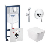 Комплект інсталяція Grohe Rapid SL 38721001 + унітаз з сидінням Qtap Crow QT05335170W + набір для гігієнічного душу зі змішувачем Grohe BauClassic 2904800S Комплект інсталяція Grohe Rapid SL 38721001 + унітаз з сидінням Qtap Crow QT05335170W + набір для гігієнічного душу зі змішувачем Grohe BauClassic 2904800S