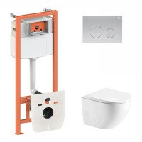 Набір Qtap інсталяція 3 в 1 Nest QT0133M425 з панеллю змиву круглою QT0111M11111SAT + унітаз з сидінням Robin QT1333046ENRW Набір Qtap інсталяція 3 в 1 Nest QT0133M425 з панеллю змиву круглою QT0111M11111SAT + унітаз з сидінням Robin QT1333046ENRW