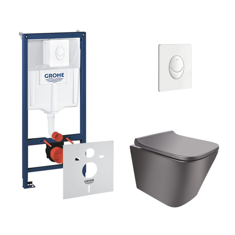 Набір інсталяція 4 в 1 Grohe Rapid SL 38722001 + унітаз з сидінням Qtap Scorpio QT133053ERMB