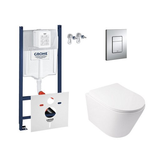 Набор инсталляция 4 в 1 Grohe Rapid SL 3884000G + унитаз с сиденьем Qtap Swan QT16335178W Набор инсталляция 4 в 1 Grohe Rapid SL 3884000G + унитаз с сиденьем Qtap Swan QT16335178W