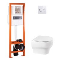 Набір Qtap інсталяція 4 в 1 з панеллю змиву Nest (QT0233M370 + QT0211P01V1176W) + унітаз з сидінням Aries QT0333063ERW