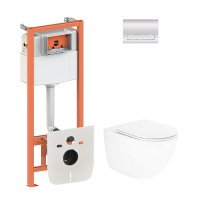 Набор Qtap инсталляция 4 в 1 с панелью смыва Nest (QT0133M425 + QT0111M08381CRM) + унитаз с сиденьем Robin QT13332141ERW Набор Qtap инсталляция 4 в 1 с панелью смыва Nest (QT0133M425 + QT0111M08381CRM) + унитаз с сиденьем Robin QT13332141ERW