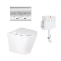Готове рішення Qtap для ванної кімнати: підлоговий унітаз Swan Rimless + комплект інсталяції Nest 2 в 1 (кругла клавіша Chrome)