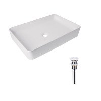 Комплект Qtap Tern: Раковина накладная прямоугольная 600x405x110 мм WHITE + Донный клапан PU02