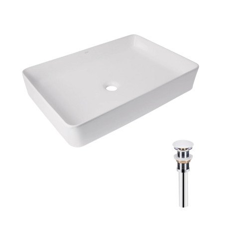 Комплект Qtap Tern: Раковина накладна прамокутна 600x405x110 мм WHITE + Донний клапан PU02