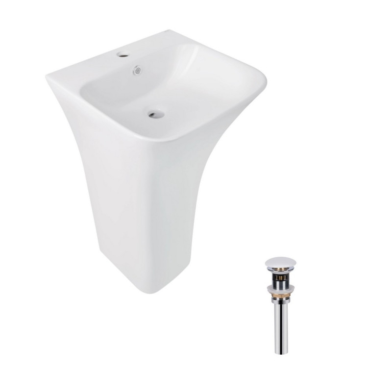 Комплект Qtap Crow: Раковина напольная моноблок 450x435x835 мм White + Донный клапан PU02O