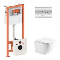 Набір Qtap інсталяція 3 в 1 Nest QT0133M425 з панеллю змиву круглою QT0111M11112CRM + унітаз з сидінням Robin QT1333046ENRW Набір Qtap інсталяція 3 в 1 Nest QT0133M425 з панеллю змиву круглою QT0111M11112CRM + унітаз з сидінням Robin QT1333046ENRW