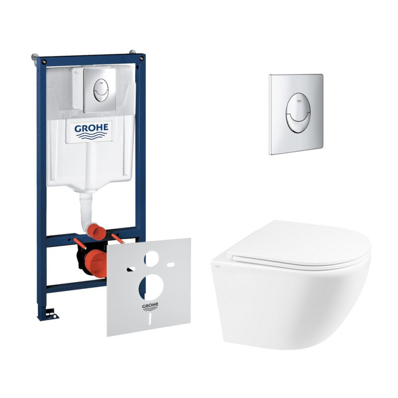 Набір інсталяція 4 в 1 Grohe Rapid SL 38721001 + унітаз з сидінням Qtap Robin QT1333046ERW