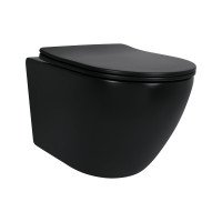 Унитаз подвесной Qtap Robin New Ultra Quiet с сиденьем с сиденьем Soft-Close MATT BLACK QT13332381АSMB Унитаз подвесной Qtap Robin New Ultra Quiet с сиденьем с сиденьем Soft-Close MATT BLACK QT13332381АSMB