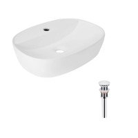 Комплект Qtap Scorpio: Раковина накладная овальная 505x385x120 мм White + Донный клапан PU02