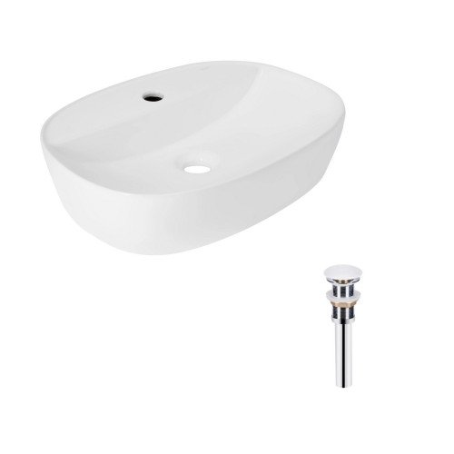 Комплект Qtap Scorpio: Раковина накладная овальная 505x385x120 мм White + Донный клапан PU02
