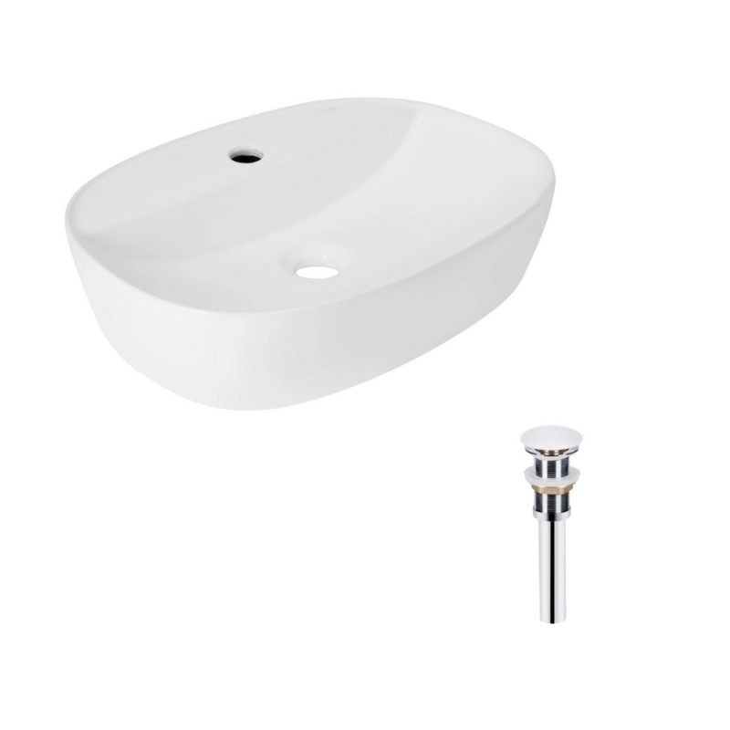 Комплект Qtap Scorpio: Раковина накладная овальная 505x385x120 мм White + Донный клапан PU02