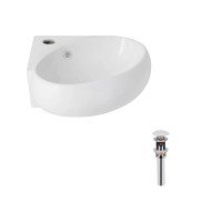 Комплект Qtap Leo N: Раковина подвесная угловая овальная 380x360x130 мм WHITE + Донный клапан PU02O