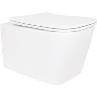 Унітаз підвісний Crow Rimless 485х340х330 мм, White, з сидінням Slim Duroplast/ Soft-close/ Quick Release QT05335171RW Qtap