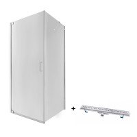 Набір Qtap душова кабіна Aquarius CRM1099SC6 Clear з лінійним трапом Dry FC304-800