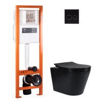 Набір Qtap інсталяція 4 в 1 з панеллю змиву Nest (QT0233M370 + QT0211P01V1178MB) + унітаз з сидінням Scorpio QT1433053ERMB Набір Qtap інсталяція 4 в 1 з панеллю змиву Nest (QT0233M370 + QT0211P01V1178MB) + унітаз з сидінням Scorpio QT1433053ERMB