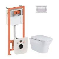 Набір Qtap інсталяція 4 в 1 з панеллю змиву Nest (QT0133M425 + QT0111M06028CRM) + унітаз з сидінням Gemini QT25332614EW Набір Qtap інсталяція 4 в 1 з панеллю змиву Nest (QT0133M425 + QT0111M06028CRM) + унітаз з сидінням Gemini QT25332614EW