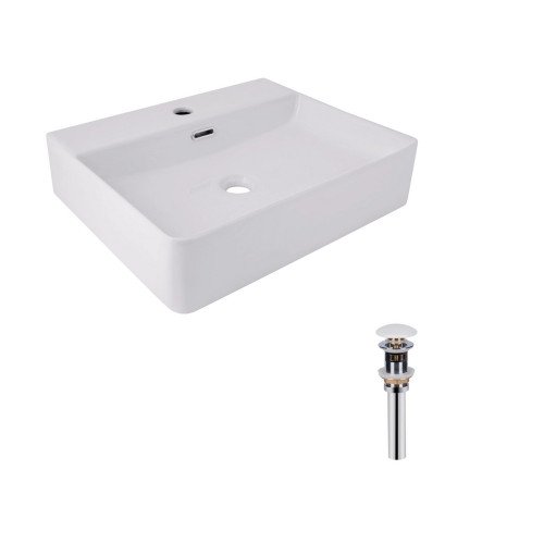 Комплект Qtap Nando LT: Раковина подвесная прямоугольная 500х420х120 мм White + Донный клапан PU02O