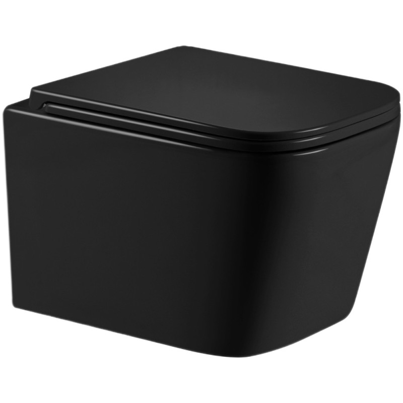 Унитаз подвесной Qtap Crow Ultra Quiet 485×340×290 мм, Matt Black, с сиденьем Slim Duroplast/ Soft-close/ Quick Release QT05335171MB