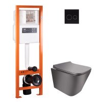 Набір Qtap інсталяція 4 в 1 з панеллю змиву Nest (QT0233M370 + QT0211P01V1178MB) + унітаз з сидінням Tern QT1433053ERMB Набір Qtap інсталяція 4 в 1 з панеллю змиву Nest (QT0233M370 + QT0211P01V1178MB) + унітаз з сидінням Tern QT1433053ERMB