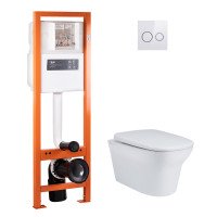 Набір Qtap інсталяція 4 в 1 з панеллю змиву Nest (QT0233M370 + QT0211P01V1176W) + унітаз з сидінням Gemini QT25332614EW Набір Qtap інсталяція 4 в 1 з панеллю змиву Nest (QT0233M370 + QT0211P01V1176W) + унітаз з сидінням Gemini QT25332614EW