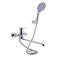 Смеситель для ванны Qtap Leo New с длинным поворотным изливом (c душевым гарнитуром) QTLEO2601CRM45562 Chrome Смеситель для ванны Qtap Leo New с длинным поворотным изливом (c душевым гарнитуром) QTLEO2601CRM45562 Chrome