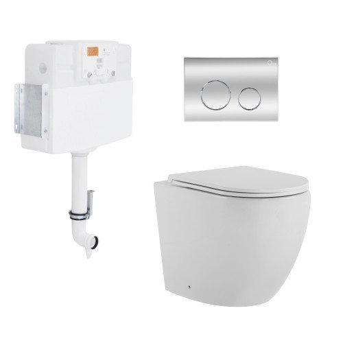 Готовое решение Qtap для ванной комнаты: напольный безбачковый унитаз Robin Ultra Quiet + бачок скрытого монтажа