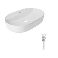Комплект Qtap Scorpio: Раковина накладная овальная 610x400x120 мм White + Донный клапан PU02