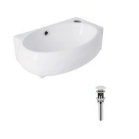 Комплект Qtap Leo: Раковина подвесная овальная правая 430x290x140 мм White + Донный клапан PU02O