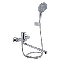 Смеситель для ванны Qtap Stenava New с поворотным изливом (c душевым гарнитуром) QTSTE2601CRM45536 Chrome