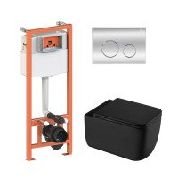 Готовое решение Qtap для ванной комнаты: подвесной унитаз Gemini Ultra Quiet + комплект инсталляции Nest 4 в 1 (круглая клавиша Chrome)