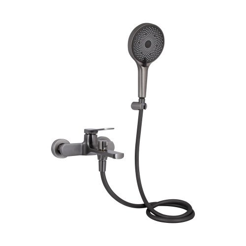 Смеситель для ванны Qtap Slavonice (c душевым гарнитуром) QTSLV259GMB48035 Gunmetal Black PVD