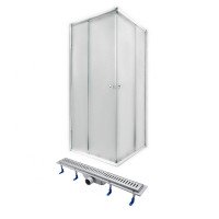 Душевая кабина PRESTO CRM1099SP5, квадрат, 90x90, стекло 5мм Pear + QT Dry FA304-700 Линейный трап (подарок), акционный набор
