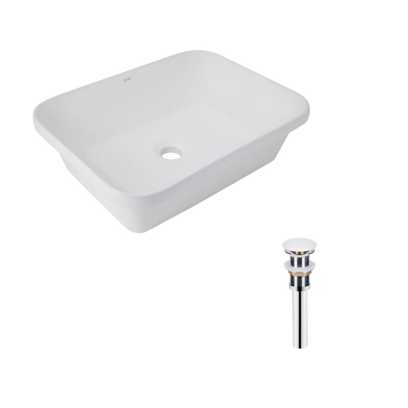 Комплект Qtap Scorpio: Раковина врезная прямоугольная 500х380х145 мм White + Донный клапан PU02