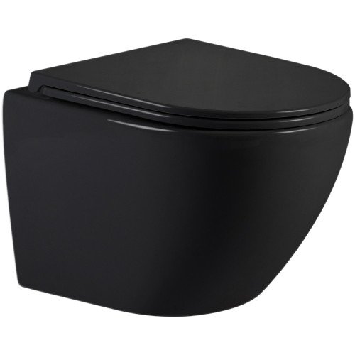 Унітаз підвісний Qtap Jay Ultra Quiet 485х360х320 мм, Matt Black, сидінням Slim Duroplast/ Soft-close/ Quick Relase QT07335177MB