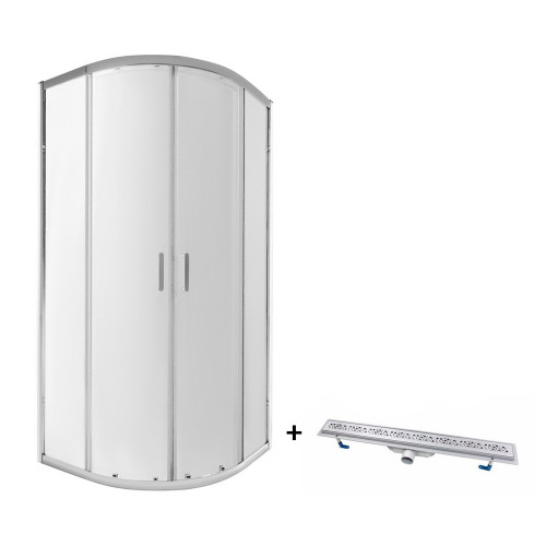 Набор Qtap душевая кабина Taurus CRM1099AC6 Clear с линейным трапом Dry FC304-800