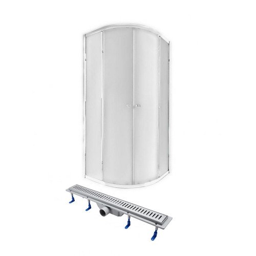 Душевая кабина PRESTO CRM1099AP5, полукруг, 90x90, стекло 5мм Pear + QT Dry FA304-700 Линейный трап (подарок), акционный набор