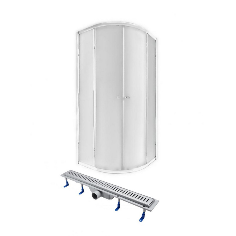 Душевая кабина PRESTO CRM1099AP5, полукруг, 90x90, стекло 5мм Pear + QT Dry FA304-700 Линейный трап (подарок), акционный набор