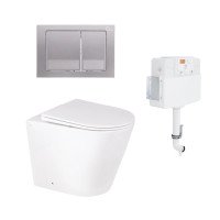 Готовое решение Qtap для ванной комнаты: напольный унитаз Swan Rimless + комплект инсталляции Nest 2 в 1 (квадратная клавиша Satin) Готовое решение Qtap для ванной комнаты: напольный унитаз Swan Rimless + комплект инсталляции Nest 2 в 1 (квадратная клавиша Satin)