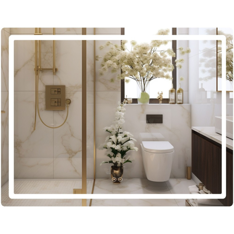 Зеркало Qtap Mideya (MI1) 1200х800 с LED-подсветкой Touch, с антизапотеванием, диммером, рег. яркости QT2078F12080