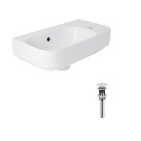 Комплект Qtap Tern: Раковина подвесная прямоугольная правая 450х260х155 мм White + Донный клапан PU02O