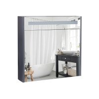 Дзеркальна шафа підвісна Qtap Robin 800х730х145 Graphite з LED-підсвічуванням QT1377ZP8002G