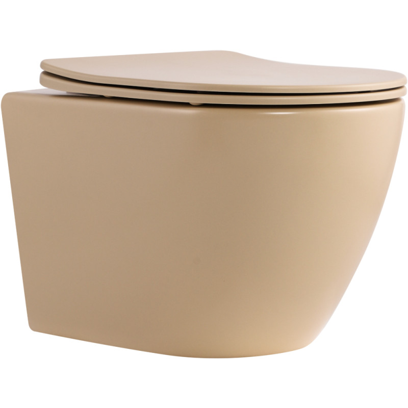 Унитаз подвесной Robin Ultra Quiet 490×365×325 мм, Beige, с сиденьем Slim Duroplast / Soft-close / Quick Release QT13332381АSSB Qtap