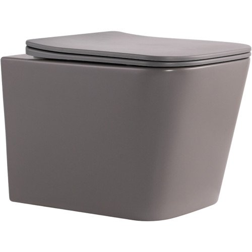 Унитаз подвесной Tern Ultra Quiet 490×365×325 мм, Stone Grey, с сиденьем Slim Duroplast / Soft-close / Quick Release QT17332303ASSG Qtap