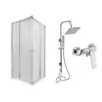 Готове рішення Qtap 8: Душ. кабіна квадратна, 90x90 + Душ. панель + Змішувач для душу Готове рішення Qtap 8: Душ. кабіна квадратна, 90x90 + Душ. панель + Змішувач для душу